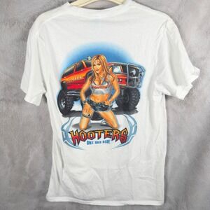 Vintage Deadstock Hooters Graphic‎ T Shirt Mens M Black Truck Streetwear Y2K